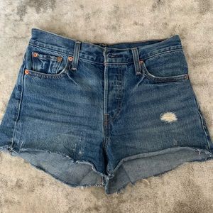 darker wash levi’s denim shorts